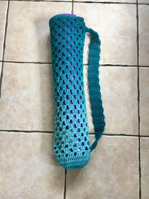 Blue Ombre Crochet Yoga Mat Bag Average Yoga Mat Size Etsy