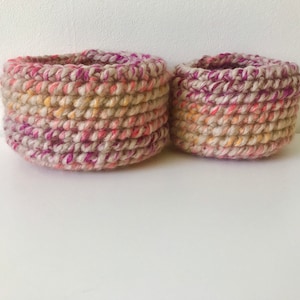 Crochet Boho Colourful Basket Pack of 2 Sizes - Big and Medium