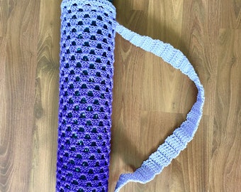 Purple Ombre Crochet Yoga Mat Bag - Average Yoga Mat Size