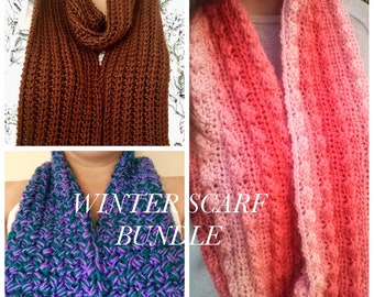 Winter Scarf Crochet Pattern Bundle - Beginner Friendly Patterns