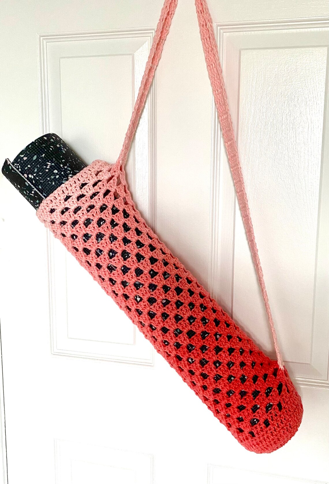 Light Pink Ombre Crochet Yoga Mat Bag Average Yoga Mat Size Etsy