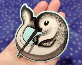 Cheerful Narwhal Vinyl Sticker