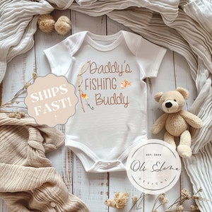 Fishing Buddy Onesie® Fish Newborn Gift Neutral Baby Gifts Unisex Baby Clothes Fishing Baby Cute Gifts Fathers Day Bodysuit Fishing Bodysuit