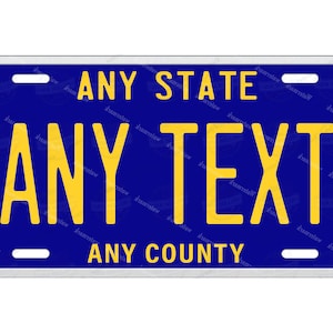 Custom Navy Blue & Banana Design Any Text Design Novelty Personalized License Plate Tag for Bicycle ATV Bike Kids ride Man Cave Wall Signage