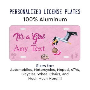 It&#39;s A Girl Baby Announcement Design Personalized License Plate Tag for Auto Car Truck Bicycle ATV Bike Motorcycle Magnet baby Shower Gift