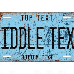 Vintage Retro Personalized Sky Blue & Black Metal License Plate Tag for Bicycle ATV Bike Man Cave Wall Signage prop Minibike homemade gift