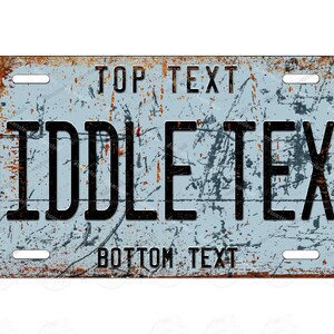Custom Personalized Vintage Retro Pastel Blue & Black Metal License Plate for Bicycle ATV Bike Man Cave Wall Signage Mini Bike homemade gift