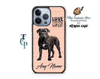 Personalized Cane Corse Black Dog phone case cover fits iPhone Samsung Google, Custom mobile cell Phone Defender case gift for her or him