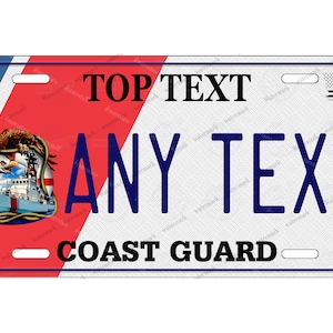 Military Coast Guard Design Any Text Novelty Personalized License Plate Tag for Bicycle ATV Golf Cart Kid Bike Man Cave Wall Signage gift