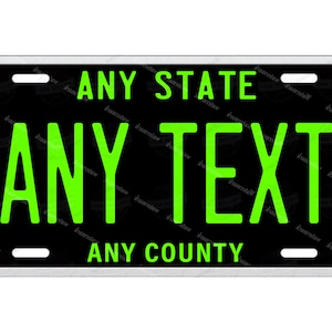 Custom Black & Bright Green Design Any Text Design Novelty Personalized License Plate Tag for Bicycle ATV Kids Bike Man Cave Wall Signage