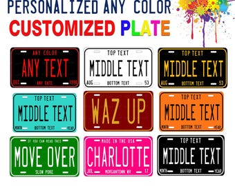 Custom Personalized License Plate • Any Text and Color • Novelty Mini Plate for Bike, ATV, Wall Décor, Fridge Magnet, Keychain - fun gift