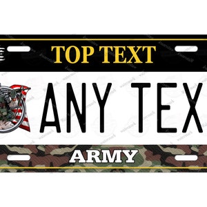 Military Army Fighter Design Any Text Novelty Personalized License Plate Tag for Bicycle ATV Golf Cart Kids Bike Man Cave Wall Signage gift
