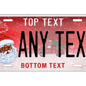Merry Christmas Black Santa Face red & Silver Design Novelty Custom Personalized License Plate Any Text Tag for bike ATV Wall Signage gift