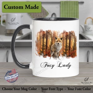 Fox in the woods Mug Personalized, Custom Red Fox Gifts, Fox gift for her, Fox Coffee Mug, personalized Gifts, home decor mug, Fall decor
