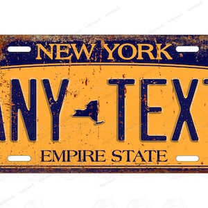 New York License Plate Vintage Retro Rustic Metal License Plate Personalized Tag for ATV Bike Man Cave Wall Signage Minibike Custom Made