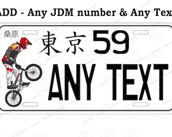Custom Japanese JDM License Plate, Bicycle, ATV, Motorcycle