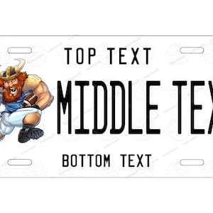Football Vikings Mascot Design Personalized Metal White License Plate Tag for Bicycle ATV MOPED Bike Man Signage Minibike custom made gift