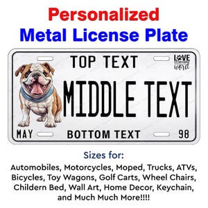 Custom Funny Bulldog Tongue Puppy Personalized Aluminum Metal License Plate Tag for Trucks Auto Motorcycles bikes Wall Art Home Decor Gift