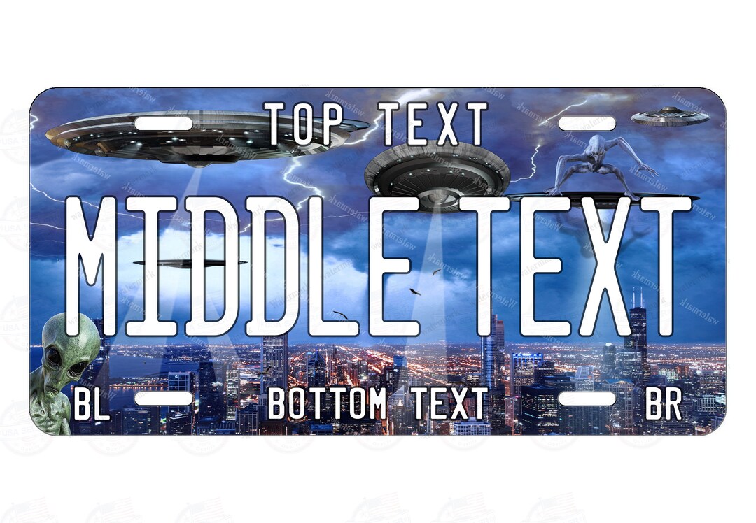 Alien Invasion on US City Personalized License Plate Tag for Bicycle ...