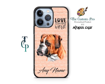 Personalized Boxer Dog face phone case cover fits iPhone Samsung - Custom mobile cell Phone Defender case gift for him or her - pet portrait