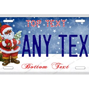 Black Santa Claus Delivering Presents Design Novelty Custom Personalized License Plate Any Text Tag for Bicycle ATV Man Cave Wall Signage