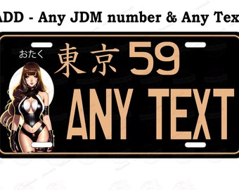 Japanese JDM Custom Anime Hot Girl Moon Personalized License Plate Tag for Bicycle ATV Motorcycle Bike Moped Man Cave Wall Magnet Key chain