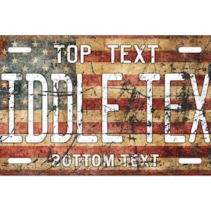 Rusty Distressed American Flag Personalized Vintage Retro Metal License Plate Tag for ATV Bike Man Cave Wall Signage Mini Bike homemade gift