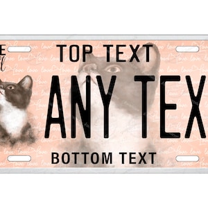 Black & White Cat looking up Design Any Text Novelty Personalized License Plate Tag for Bicycle ATV Bike Kids ride toy Man Cave Wall Signage