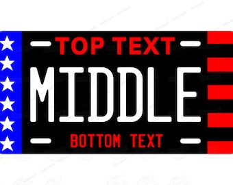 USA Stars and Stripes Black Metal License Plate for Auto Car Show Bicycle ATV Bike Man Cave Motorcycle Movie Prop Minibike custom gift