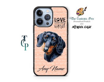 Personalized Dachshund Dog Face phone case cover fits iPhone Samsung - Custom mobile cell Phone Defender case gift for him or her - pet gift