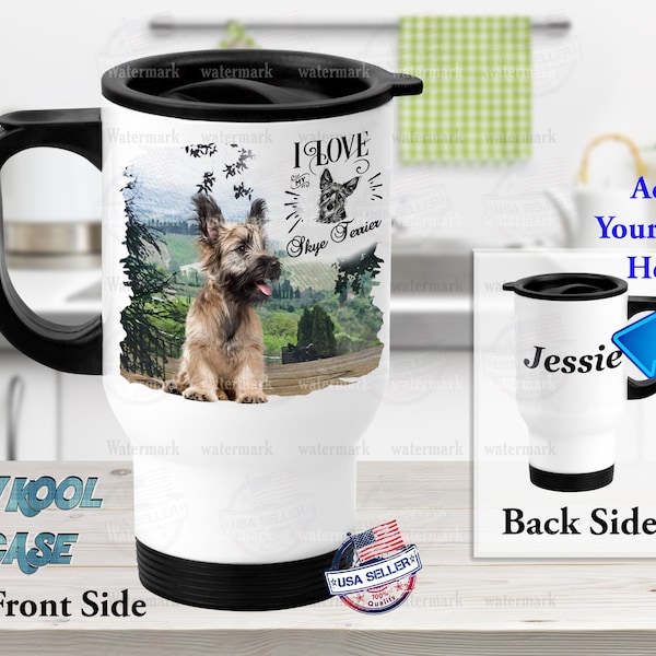 I Love my Skye Terrier Dog Pet Mug Design - Lightweight Travel Mug with handle - Dual Insulated Stainless Steel Travel Mug - Pet gift idea