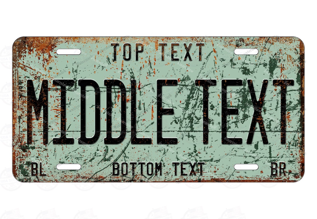 Personalized Rustic Metal License Plate: Cambridge Font, Custom Text - Etsy