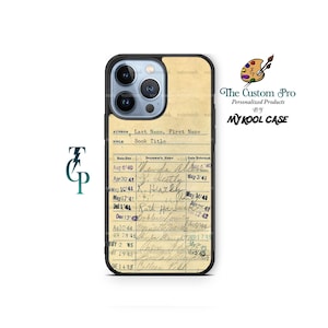 Custom Vintage Library Card Phone Case Cover Personalized with any name and book fits various iPhone Samsung and Google models unique gift