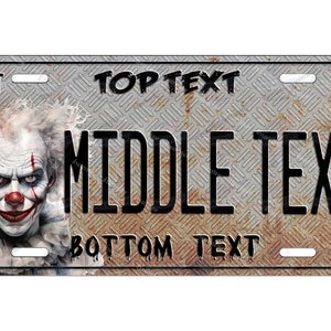 Halloween Scary Clown Face Evil Villain Personalized Classic Vintage Metal License Plate Tag for ATV Bike Motorcycle bicycle custom gift