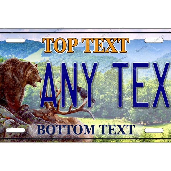 Brown Bear Wildlife Design Any Text Novelty Personalized License Plate Tag for Bicycle ATV Bike Kids Ride toy Man Cave Wall Signage car Gift