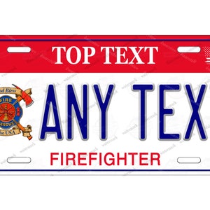 Fire Fighter Department Design Any Text Novelty Personalized License Plate Tag for Bicycle ATV Golf Cart Kids ride toy Man Cave Wall Signage