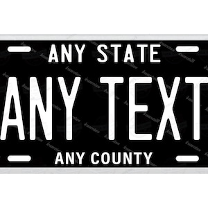 Custom Black white Design Any Text Design Novelty Personalized License Plate Tag for Bicycle ATV Bike Kids ride toy Man Cave Wall Signage