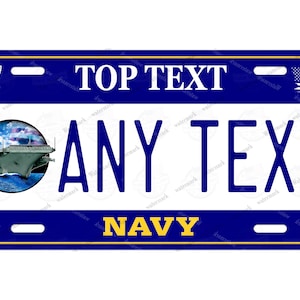 Navy Aircraft Carrier Design Any Text Novelty Personalized License Plate Tag for Bicycle ATV Golf Cart Kids Bike Man Cave Wall Signage gift