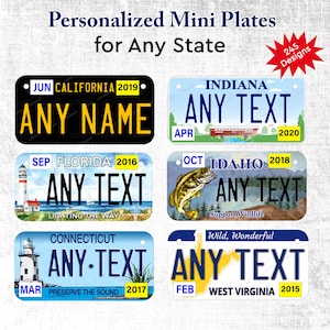 Mini State License Plate - Personalized kids Bicycle License Plate - Pretend Metal Aluminum License Plate -  Child&#39;s Name on License Plate