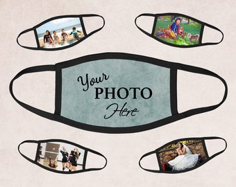 Personalized Photo Face Mask, Custom Logo, Adult and Kid Sizes