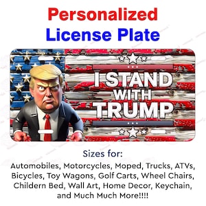 Presidente Trump, apoyo a Trump, placas de matrícula de aluminio y metal para camiones, automóviles, motocicletas, vehículos todo terreno, ciclomotores, bicicletas, arte de pared, decoración del hogar, regalo