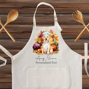 Customized Labrador Retriever Linen Kitchen Apron, Personalized cooking Chef apron for kids and Adults, Custom Cooking w your pet dog gift