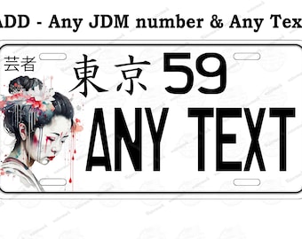 Custom Japanese Geisha Girl License Plate, JDM Style