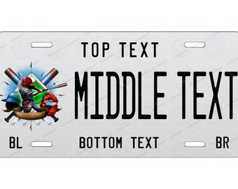 Personalized Baseball License Plate, Custom Text Aluminum Sign