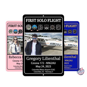 Erster Solo Flug Student Pilot Achievement Plaque Custom Wall Signage Geschenk Personalisiert mit Ihrem Fotonamen Flughafen Flugzeug Landebahn Datum