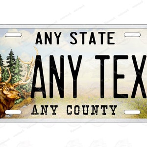 Elk prarie landscape Design Any Text Novelty Personalized License Plate Tag for Bicycle ATV Bike Kids Ride toy Man Cave Wall Signage Gift