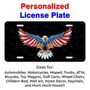 American Eagle US Flag black Metal Aluminum License Plate Tags for Trucks Auto Motorcycles ATV MOPED bicycle Wall Art Home Decor Gift