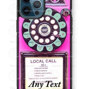 Vintage Hot Pink Payphone Personalized for iPhone 14 Pro max iPhone 11 12 13 Pro Max Samsung s22 s21 Note 20 Ultra PLUS Retro phone gift