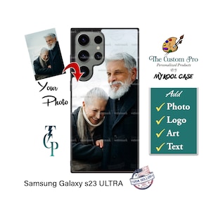 Personalized Phone Case fits Samsung s23 ULTRA Custom Picture Image - Collage Photos Logos - Silicone Shockproof Phone Case custom made gift