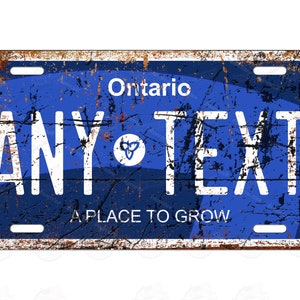 Aged Ontario Canada Blue License Plate Vintage Retro Rustic Metal License Plate Personalized Custom Made Auto Tag for ATV Bicycle Wall Art